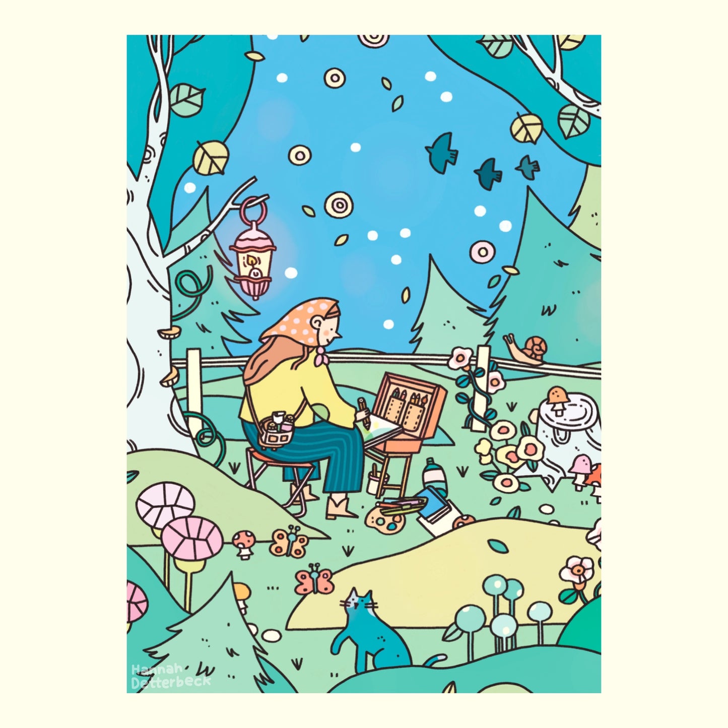 Postcard 'Artist in the Woods'