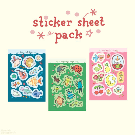 Stickersheet Pack 'Bugs, Fish & Fruit'