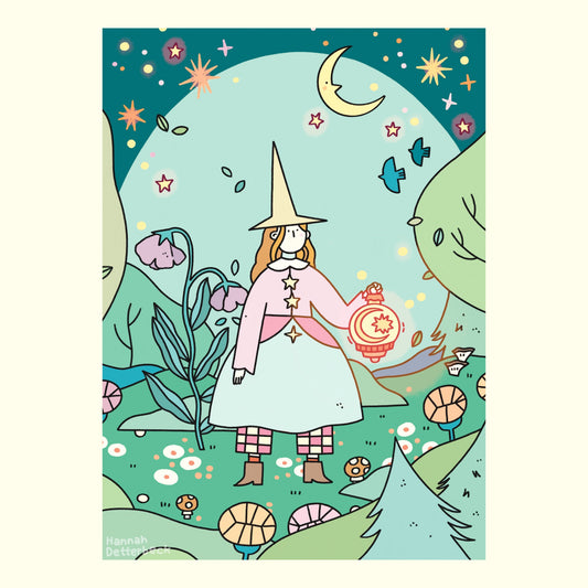 Postkarte 'Little Witch in the Woods'