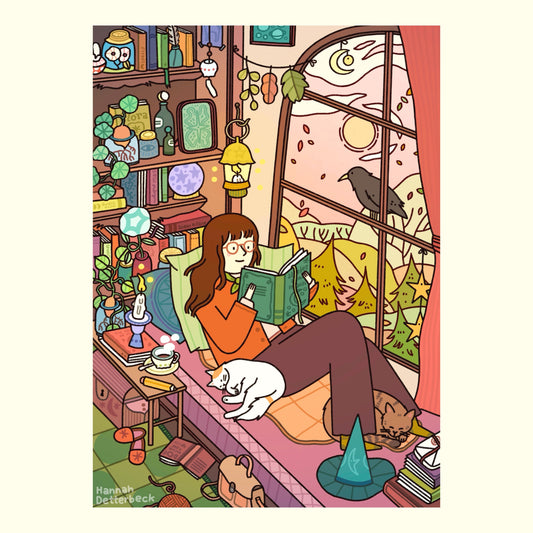 Postkarte 'Reading Witch'