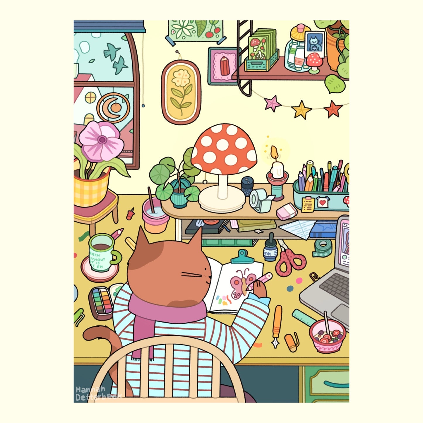 Postcard 'At the Desk'