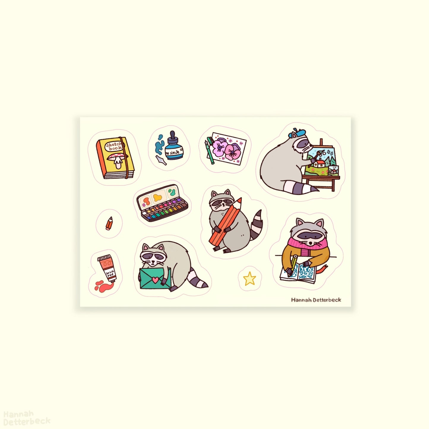 Stickersheet ' Artist Raccoon'