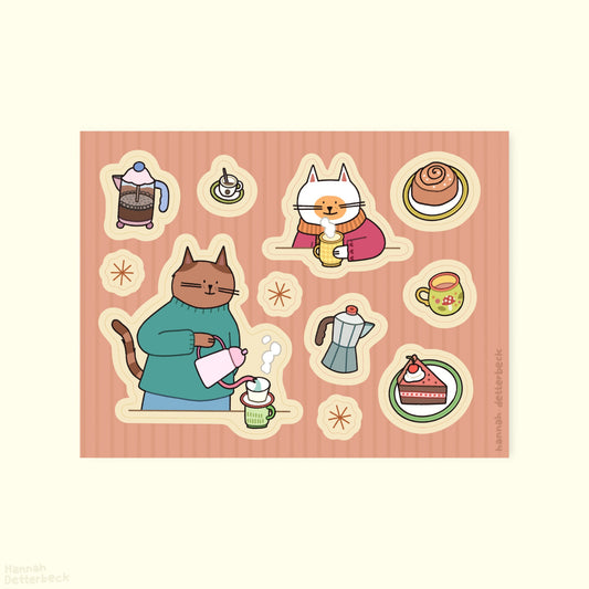 Stickersheet 'Coffee Cat'