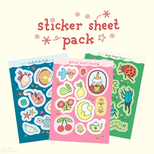 Stickersheet Pack 'Bugs, Fish & Fruit'